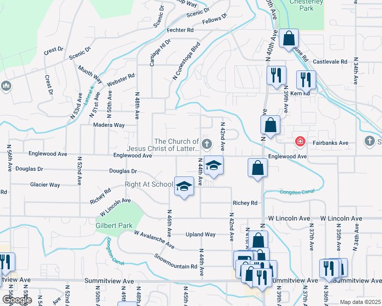 map of restaurants, bars, coffee shops, grocery stores, and more near 601 Bellevue Place in Yakima
