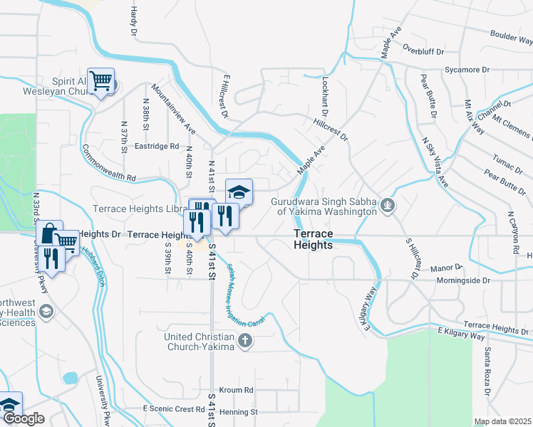 map of restaurants, bars, coffee shops, grocery stores, and more near 4351-4459 Laroca Dr in Yakima