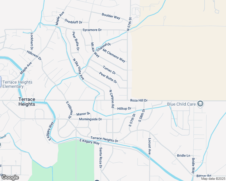 map of restaurants, bars, coffee shops, grocery stores, and more near 5500 Pear Butte Drive in Yakima