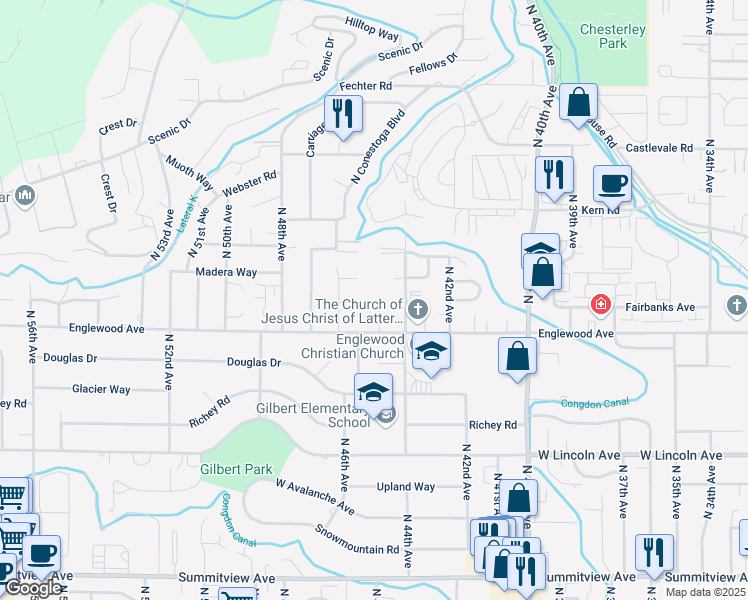 map of restaurants, bars, coffee shops, grocery stores, and more near 614 Bellevue Pl in Yakima