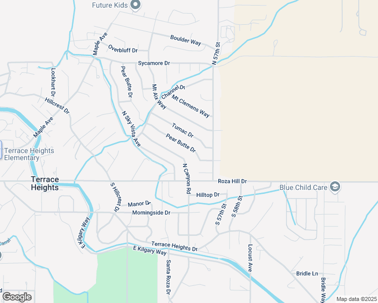 map of restaurants, bars, coffee shops, grocery stores, and more near 5500 Pear Butte Drive in Yakima