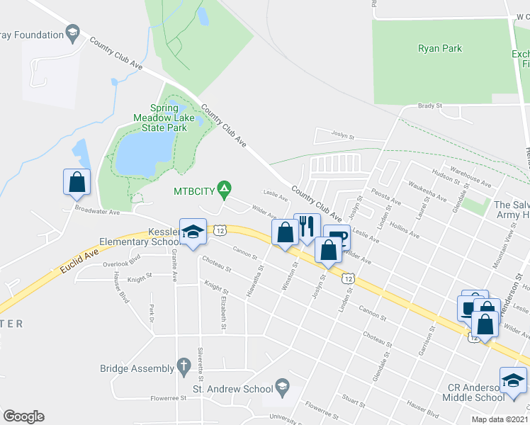 map of restaurants, bars, coffee shops, grocery stores, and more near 2217 Wilder Avenue in Helena