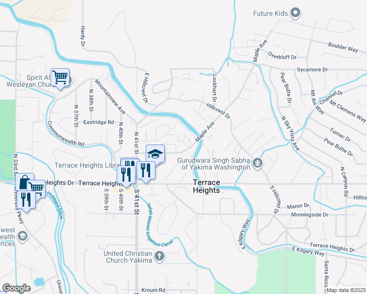 map of restaurants, bars, coffee shops, grocery stores, and more near 4351-4459 Laroca Dr in Yakima