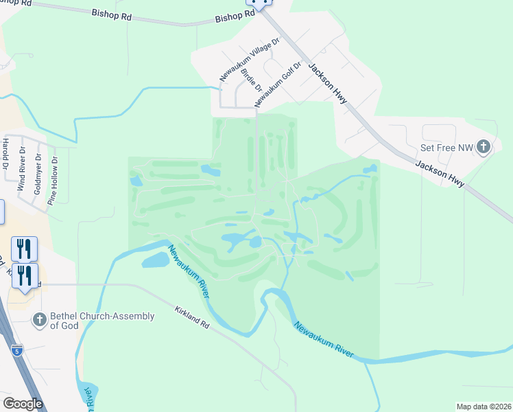 map of restaurants, bars, coffee shops, grocery stores, and more near 299 Newaukum Golf Drive in Chehalis