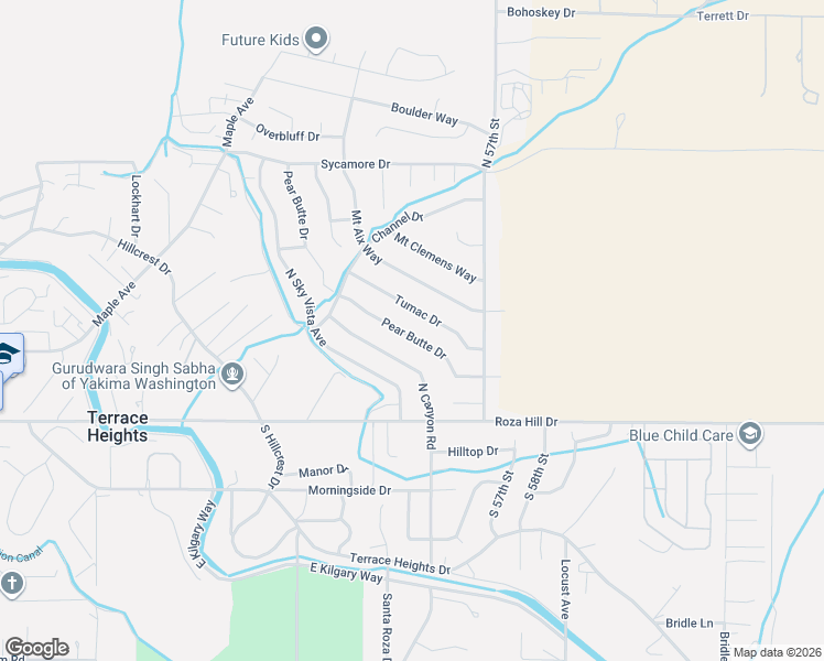 map of restaurants, bars, coffee shops, grocery stores, and more near 5302 Tumac Drive in Yakima