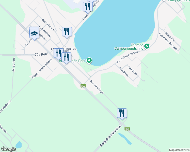 map of restaurants, bars, coffee shops, grocery stores, and more near 5781 Avenue du Tour-du-Lac in Shawinigan