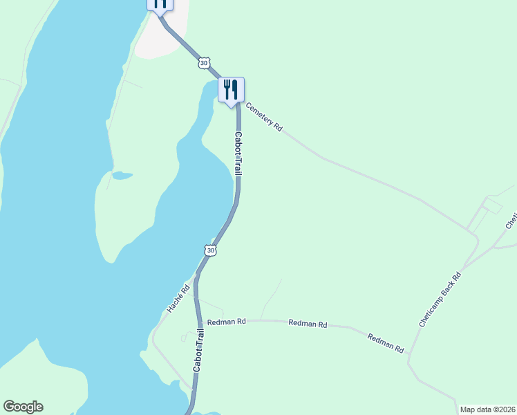 map of restaurants, bars, coffee shops, grocery stores, and more near 14758 Cabot Trail in Inverness County