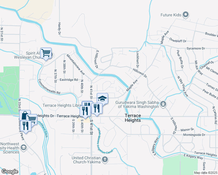 map of restaurants, bars, coffee shops, grocery stores, and more near 4208 Nola Loop Road in Yakima