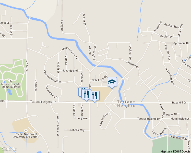 map of restaurants, bars, coffee shops, grocery stores, and more near 401 North 41st Street in Yakima