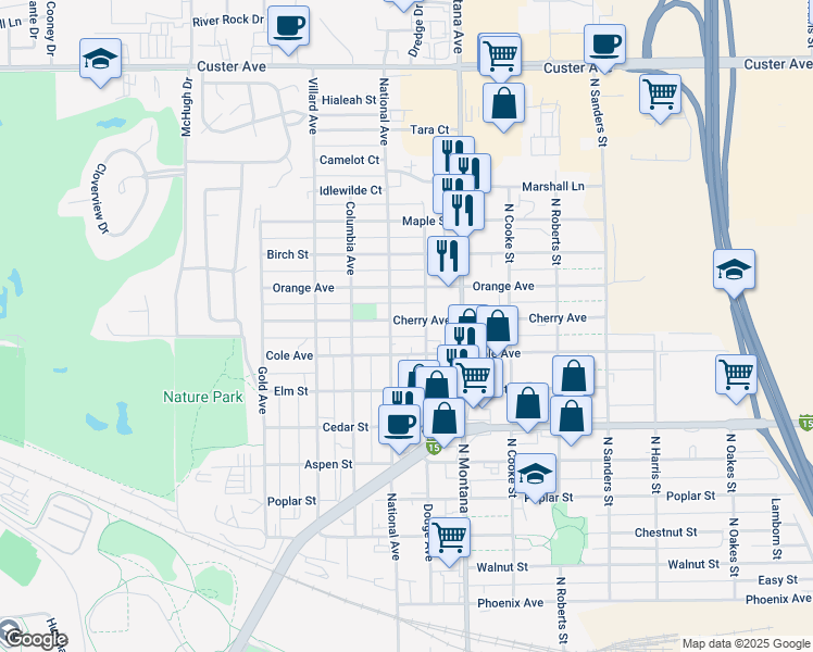 map of restaurants, bars, coffee shops, grocery stores, and more near 1011 Cherry Avenue in Helena