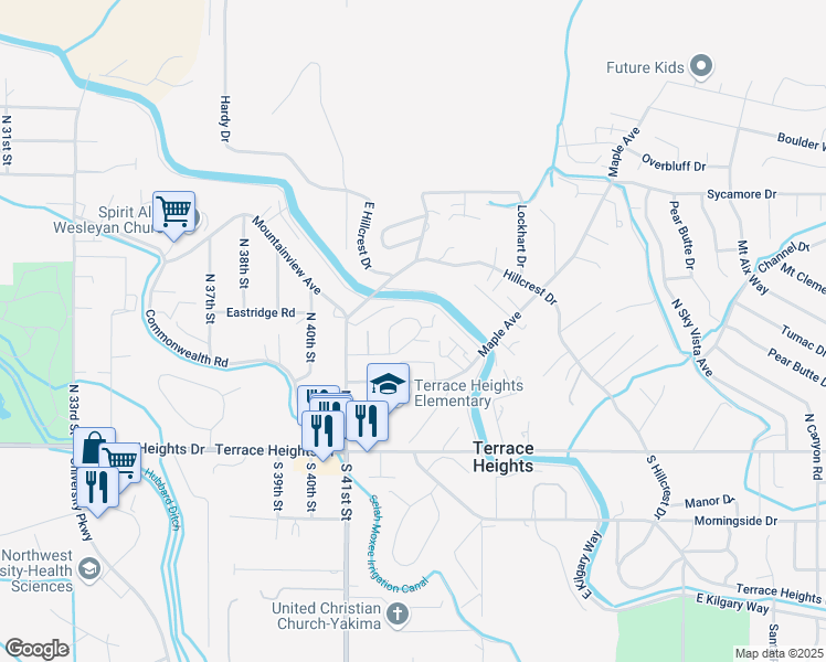map of restaurants, bars, coffee shops, grocery stores, and more near 4208 Nola Loop Road in Yakima