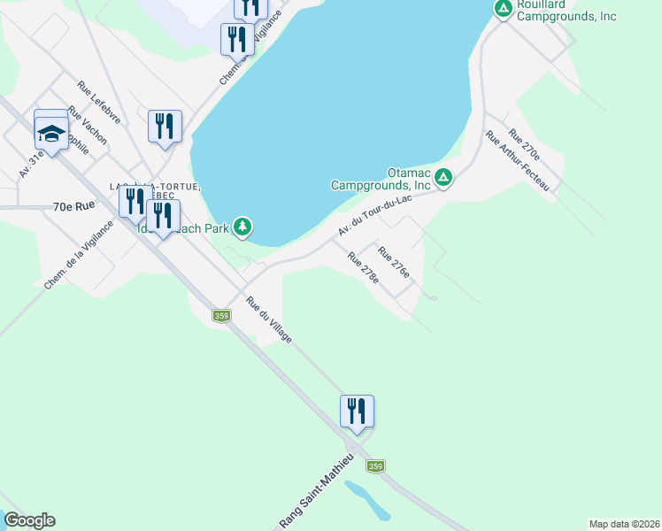 map of restaurants, bars, coffee shops, grocery stores, and more near 5721 Avenue du Tour-du-Lac in Shawinigan