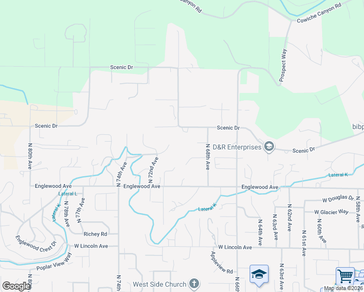 map of restaurants, bars, coffee shops, grocery stores, and more near 720 North 68th Avenue in Yakima