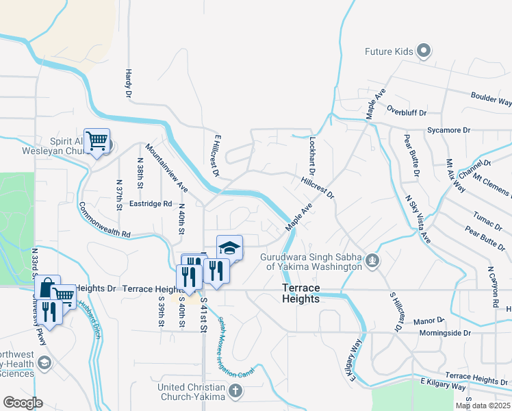 map of restaurants, bars, coffee shops, grocery stores, and more near 4226 Nola Loop Road in Yakima