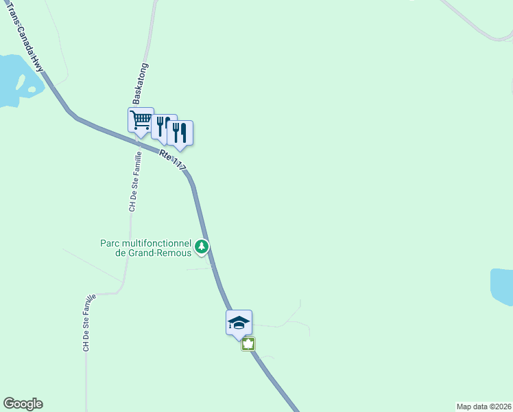 map of restaurants, bars, coffee shops, grocery stores, and more near Trans-Canada Highway in La Vallée-de-la-Gatineau Regional County Municipality