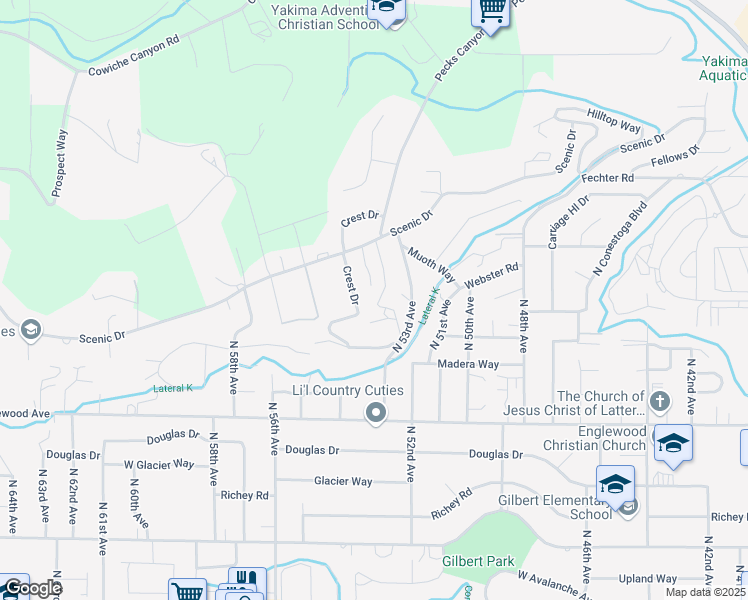map of restaurants, bars, coffee shops, grocery stores, and more near 800 Cobblestone Place in Yakima