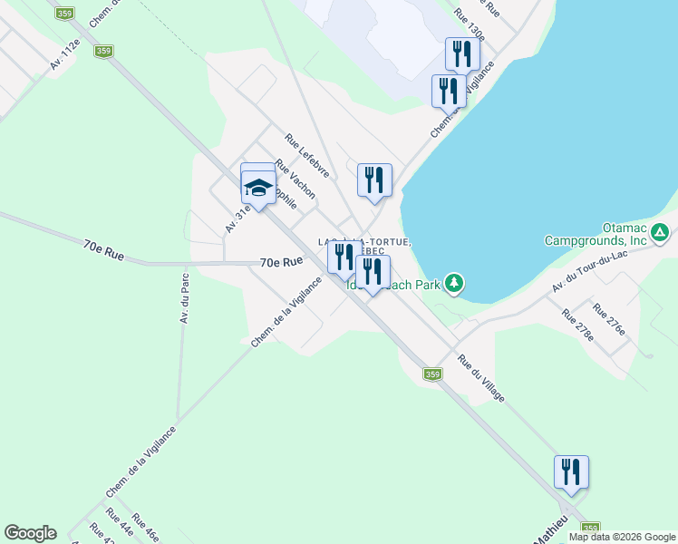 map of restaurants, bars, coffee shops, grocery stores, and more near 710 Route de Lac-à-la-Tortue in Shawinigan