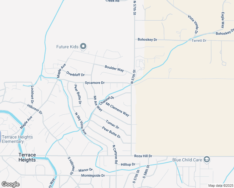 map of restaurants, bars, coffee shops, grocery stores, and more near 5405 Channel Drive in Yakima