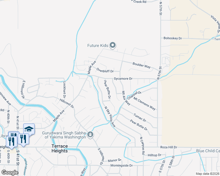 map of restaurants, bars, coffee shops, grocery stores, and more near 706 Tumac Dr in Yakima