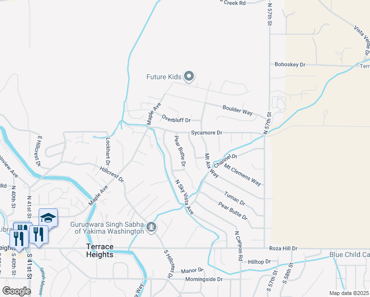 map of restaurants, bars, coffee shops, grocery stores, and more near 706 Tumac Dr in Yakima