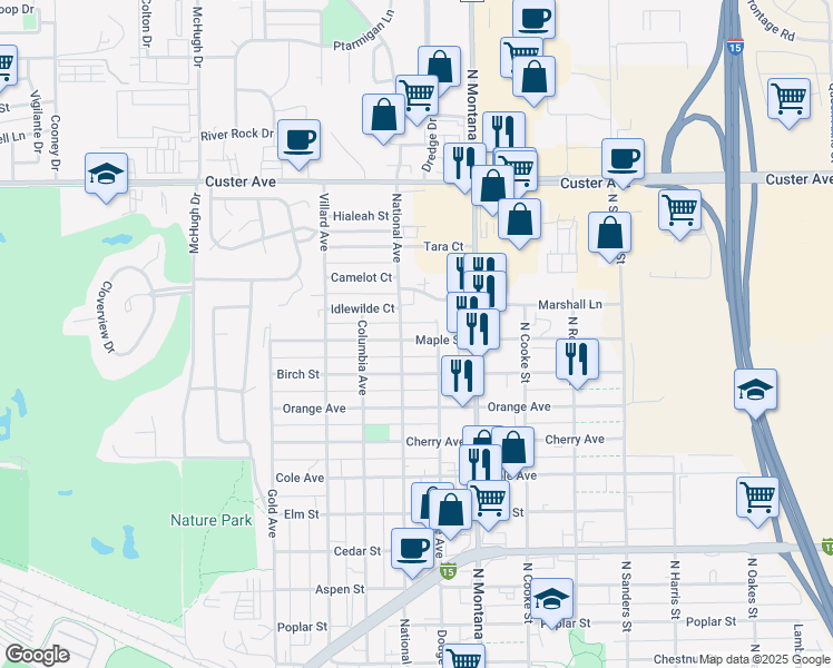 map of restaurants, bars, coffee shops, grocery stores, and more near 1010 Maple Street in Helena