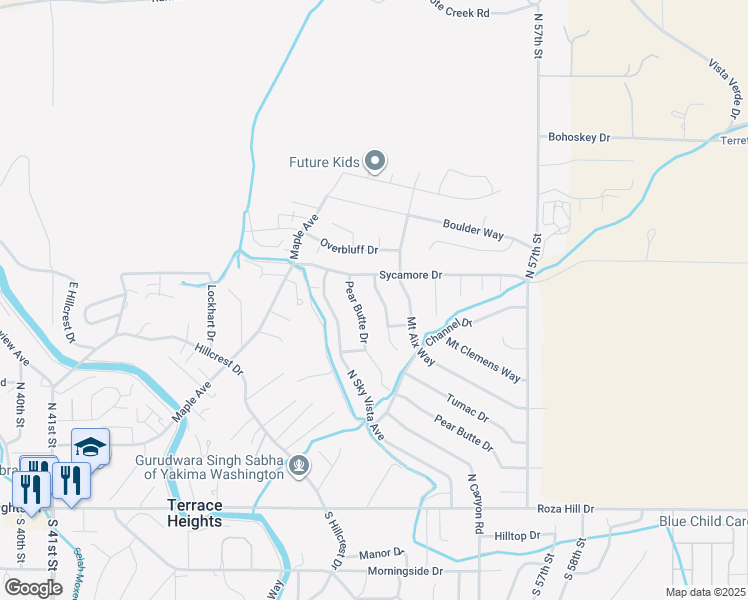 map of restaurants, bars, coffee shops, grocery stores, and more near 706 Tumac Dr in Yakima