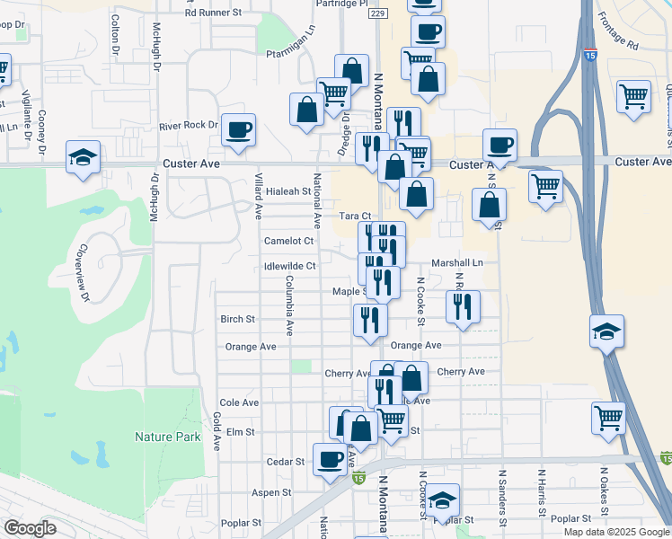 map of restaurants, bars, coffee shops, grocery stores, and more near 1010 Maple Street in Helena