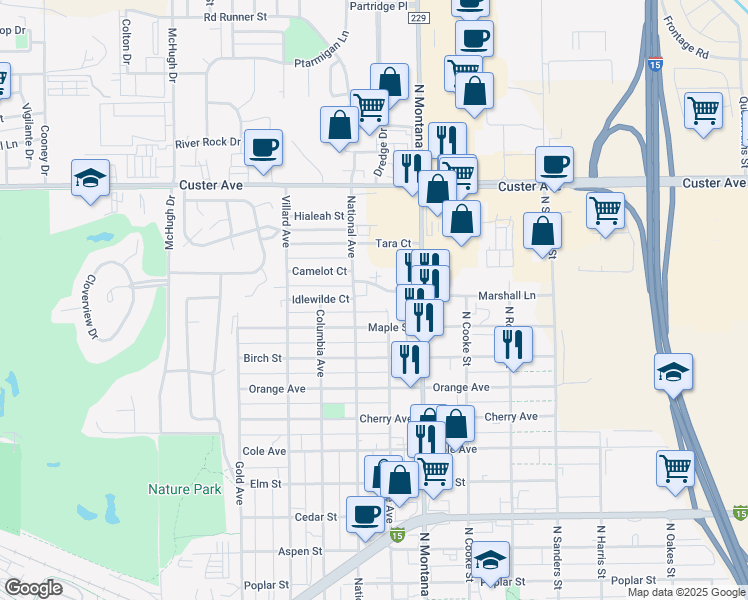 map of restaurants, bars, coffee shops, grocery stores, and more near 1010 Maple Street in Helena