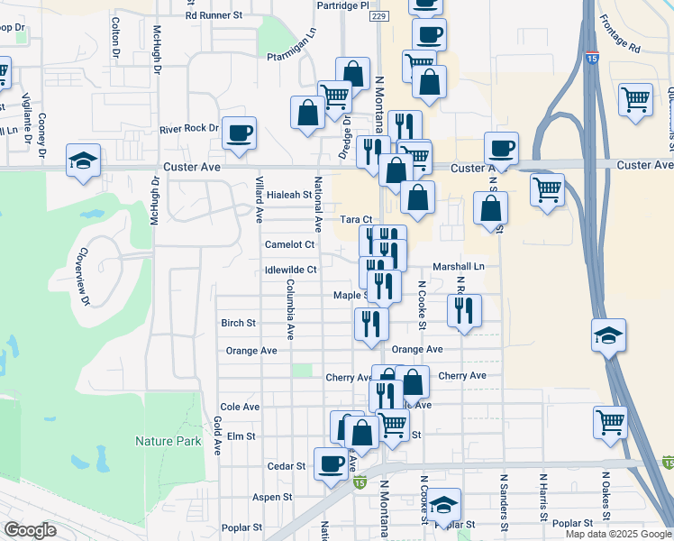 map of restaurants, bars, coffee shops, grocery stores, and more near 1010 Maple Street in Helena