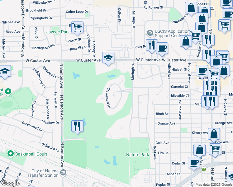 map of restaurants, bars, coffee shops, grocery stores, and more near 70 Cloverview Drive in Helena