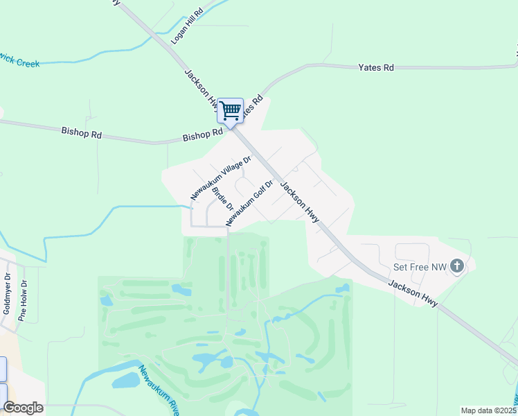 map of restaurants, bars, coffee shops, grocery stores, and more near 55 Newaukum Golf Drive in Chehalis