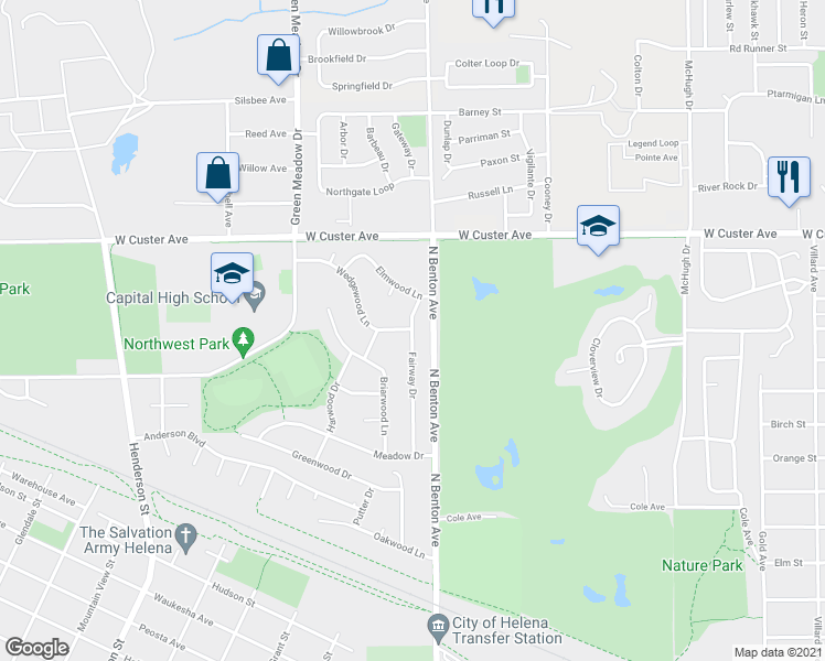 map of restaurants, bars, coffee shops, grocery stores, and more near 159 Fairway Drive in Helena