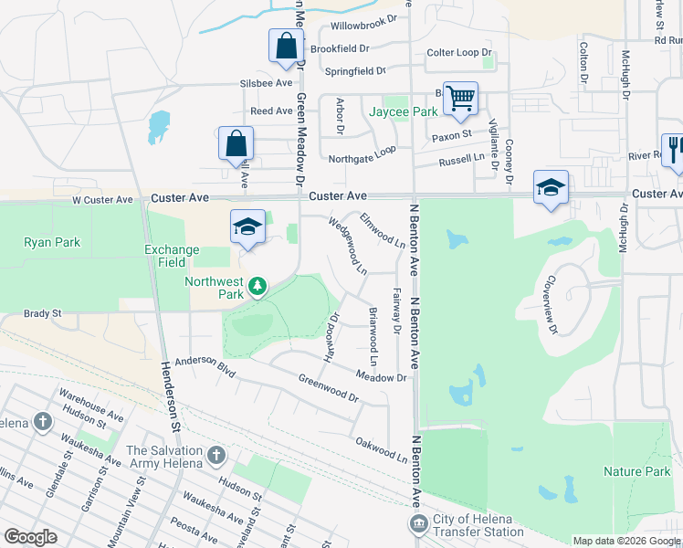 map of restaurants, bars, coffee shops, grocery stores, and more near 176 Briarwood Ln in Helena