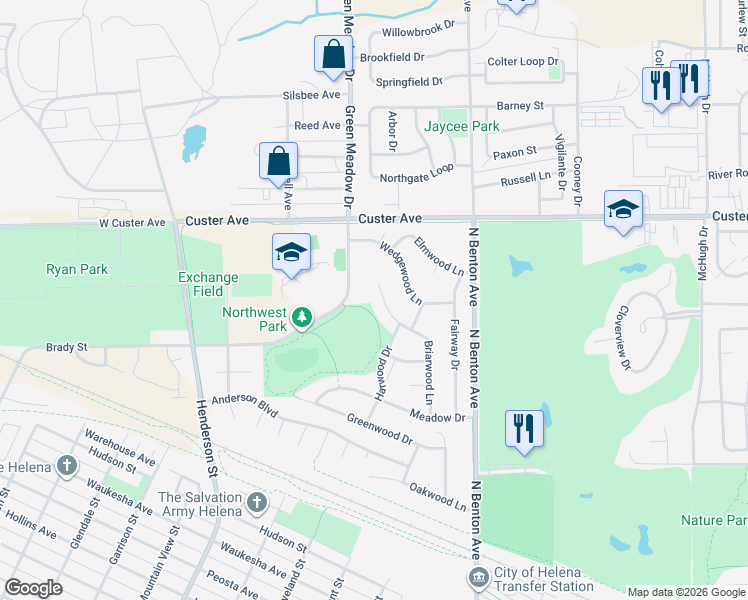 map of restaurants, bars, coffee shops, grocery stores, and more near 176 Briarwood Ln in Helena