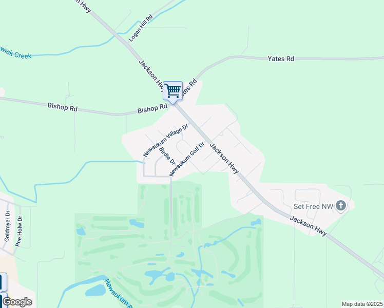 map of restaurants, bars, coffee shops, grocery stores, and more near 55 Newaukum Golf Drive in Chehalis