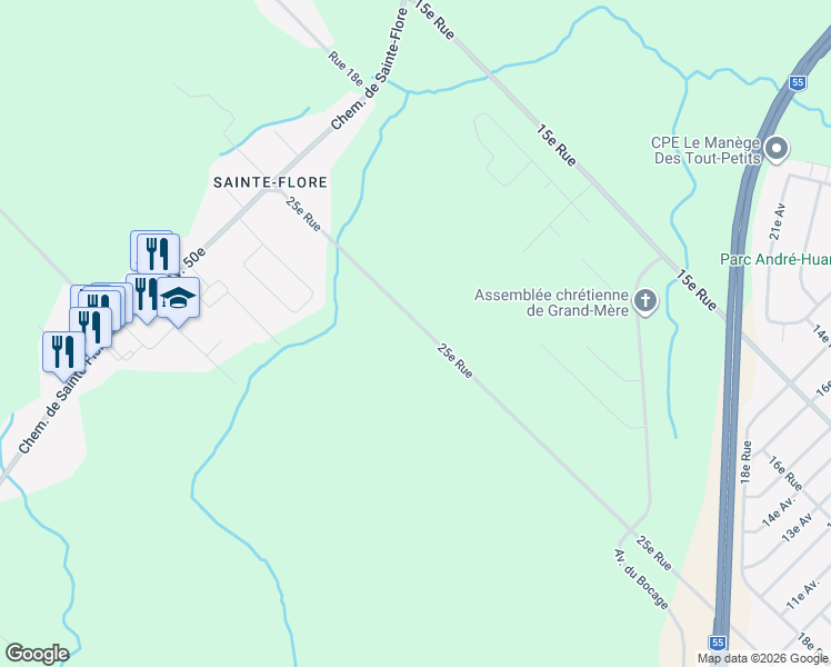 map of restaurants, bars, coffee shops, grocery stores, and more near 2701 25e Rue in Shawinigan
