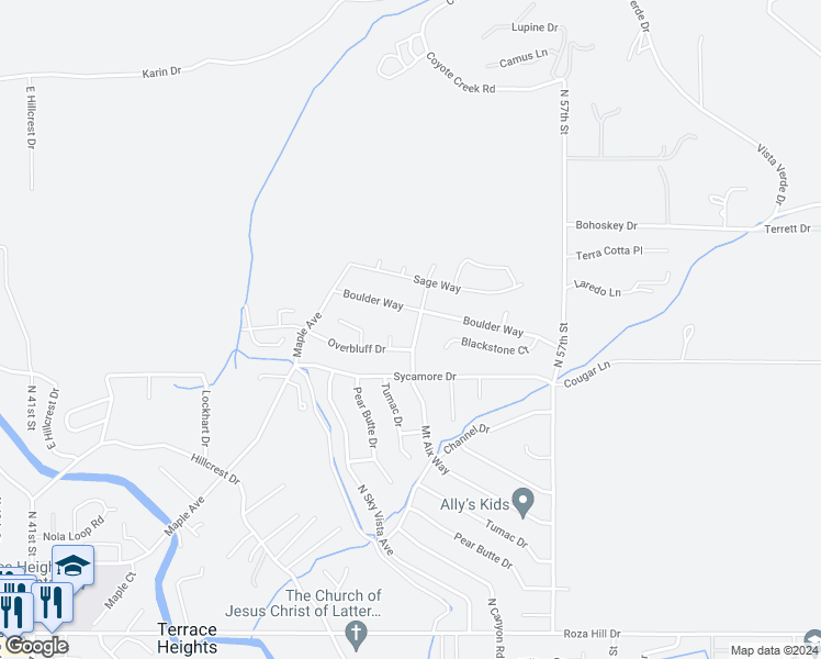 map of restaurants, bars, coffee shops, grocery stores, and more near 808 Mount Aix Way in Yakima