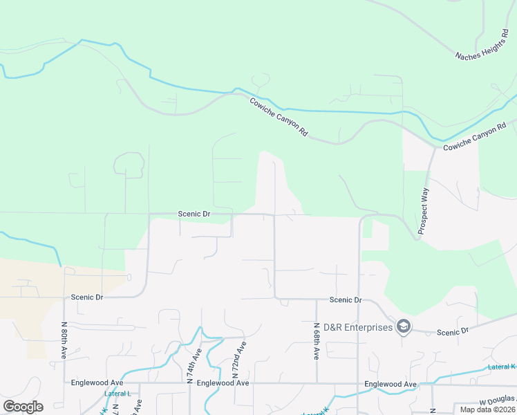 map of restaurants, bars, coffee shops, grocery stores, and more near 1010 Scenic Canyon Lane in Yakima