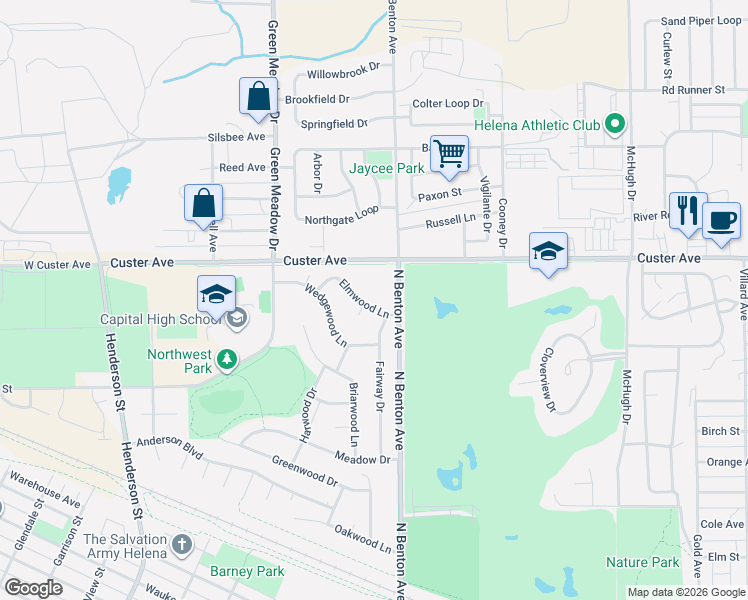 map of restaurants, bars, coffee shops, grocery stores, and more near 109 Elmwood Ln in Helena