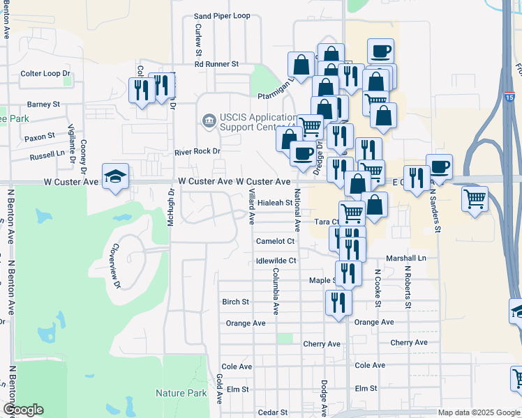 map of restaurants, bars, coffee shops, grocery stores, and more near 801 Hialeah Street in Helena