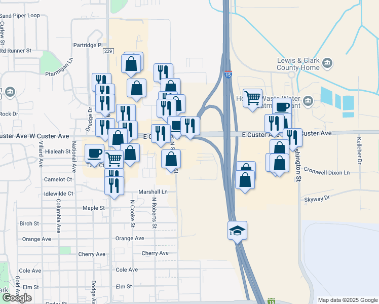 map of restaurants, bars, coffee shops, grocery stores, and more near 3035 North Sanders Street in Helena