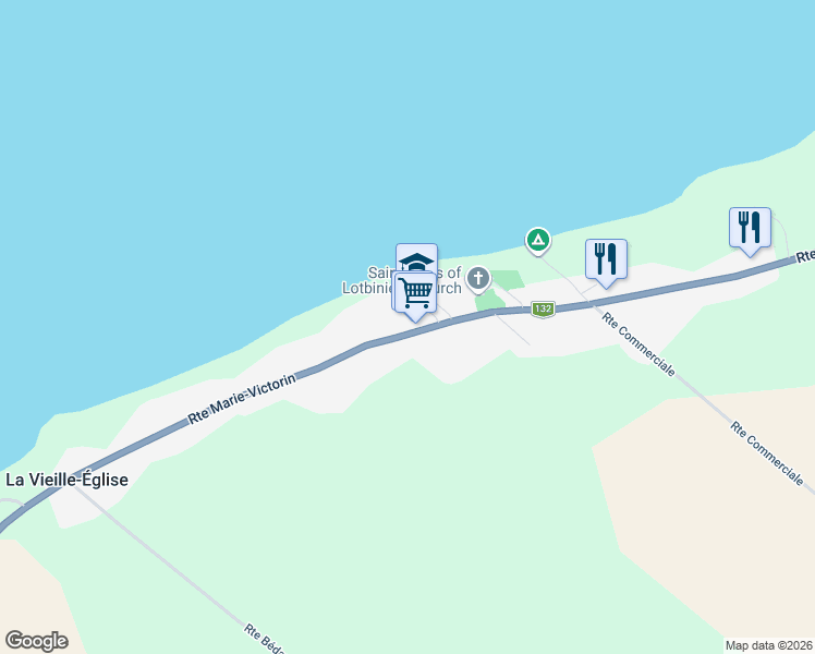 map of restaurants, bars, coffee shops, grocery stores, and more near 7548 Route Marie-Victorin in Lotbinière