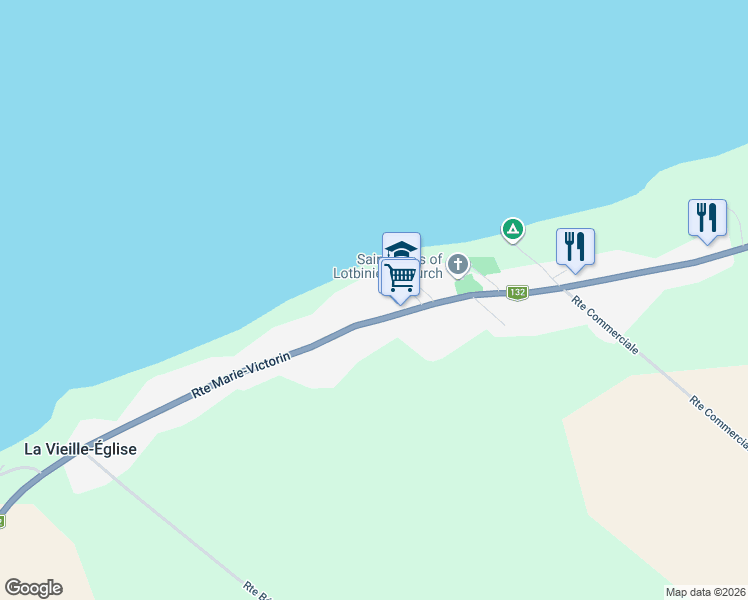 map of restaurants, bars, coffee shops, grocery stores, and more near 7548 Route Marie-Victorin in Lotbinière