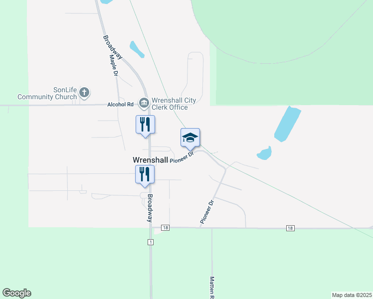 map of restaurants, bars, coffee shops, grocery stores, and more near 207 Pioneer Drive in Wrenshall