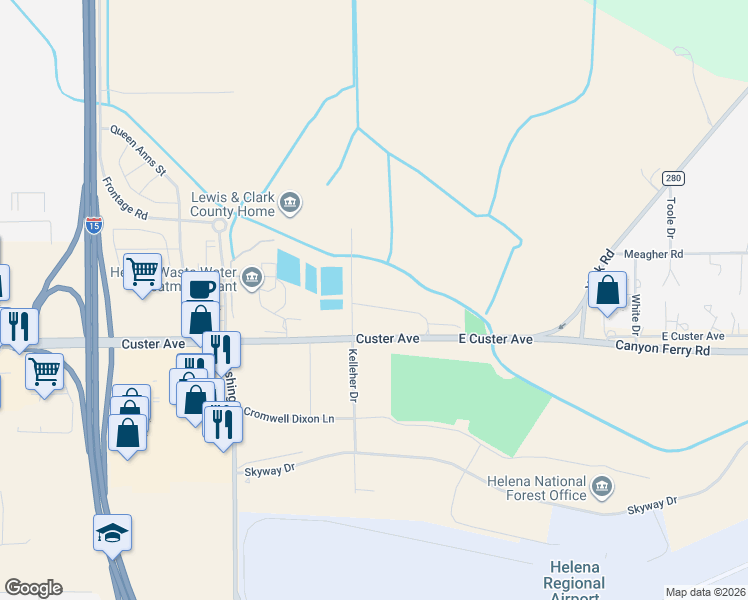 map of restaurants, bars, coffee shops, grocery stores, and more near 2332 Shorthorn Avenue in Helena