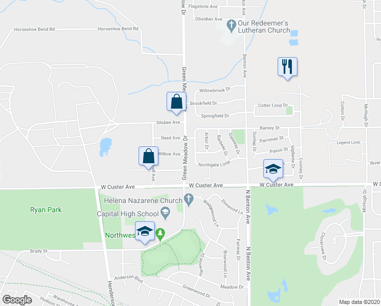 map of restaurants, bars, coffee shops, grocery stores, and more near 233 Northgate Loop in Helena