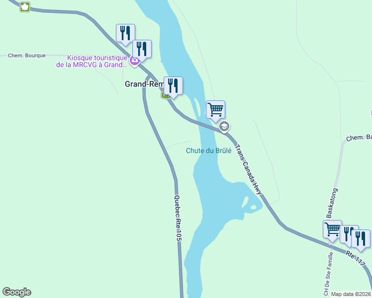 map of restaurants, bars, coffee shops, grocery stores, and more near 10 Chemin Dorion in Grand-Remous