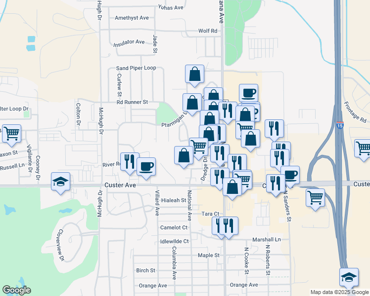 map of restaurants, bars, coffee shops, grocery stores, and more near 1035 Road Runner Street in Helena