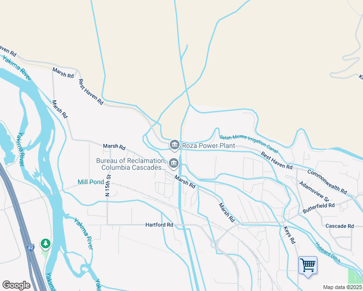 map of restaurants, bars, coffee shops, grocery stores, and more near 2382 Rest Haven Road in Yakima