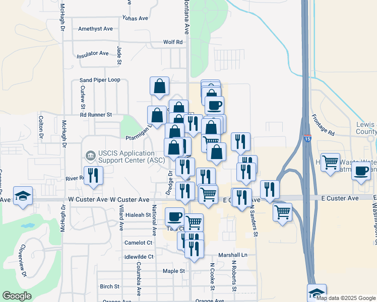 map of restaurants, bars, coffee shops, grocery stores, and more near 3268 North Montana Avenue in Helena